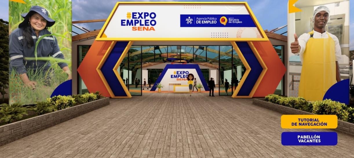 Imagen del entorno virtual de la feria laboral ExpoEmpleo SENA.