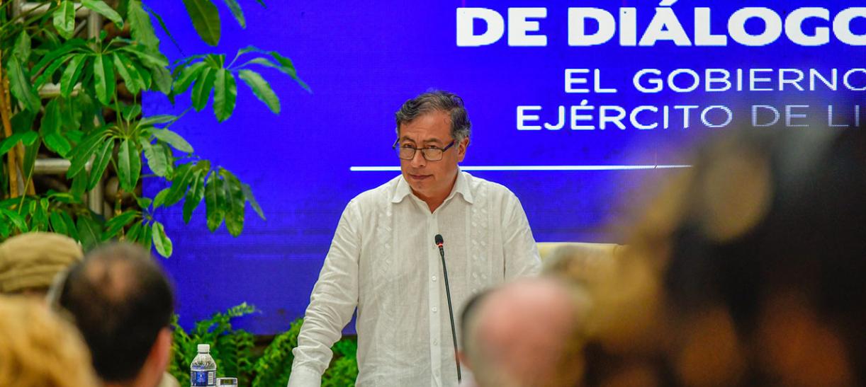Presidente de Colombia Gustavo Petro en el tercer ciclo de la mesa de diálogos de paz entre el ELN y el Gobierno Nacional