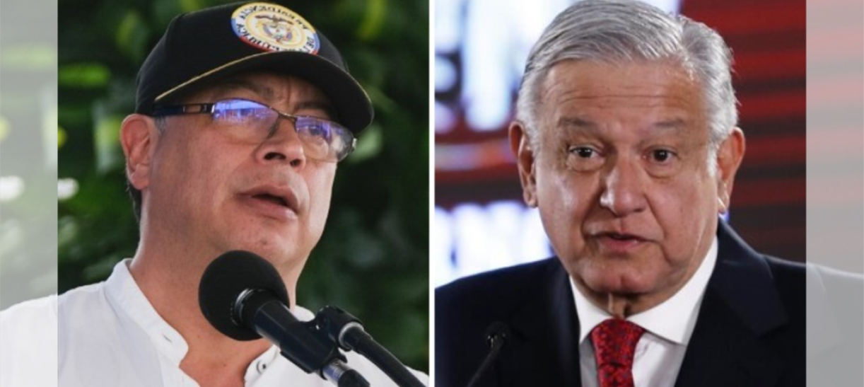 Collage con fotos de los presidentes Gustavo Petro y Andrés Manuel López Obrador.
