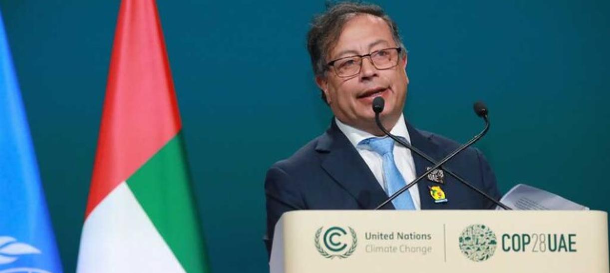 El presidente Gustavo Petro en la Cumbre de la COP28 en Dubái, Emiratos Árabes.