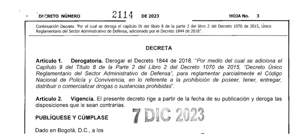Dosis mínima de droga: qué dice el Decreto 2114 sobre las multas.