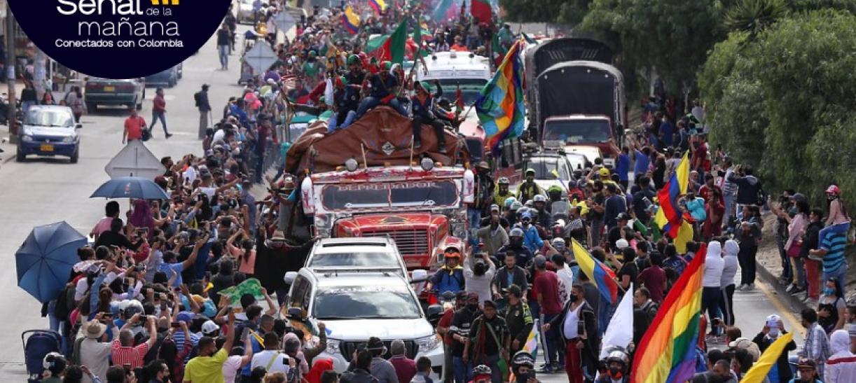 minga indígena en su llegada a Bogotá