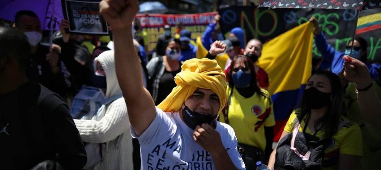 Protesta social de comerciantes en Colombia