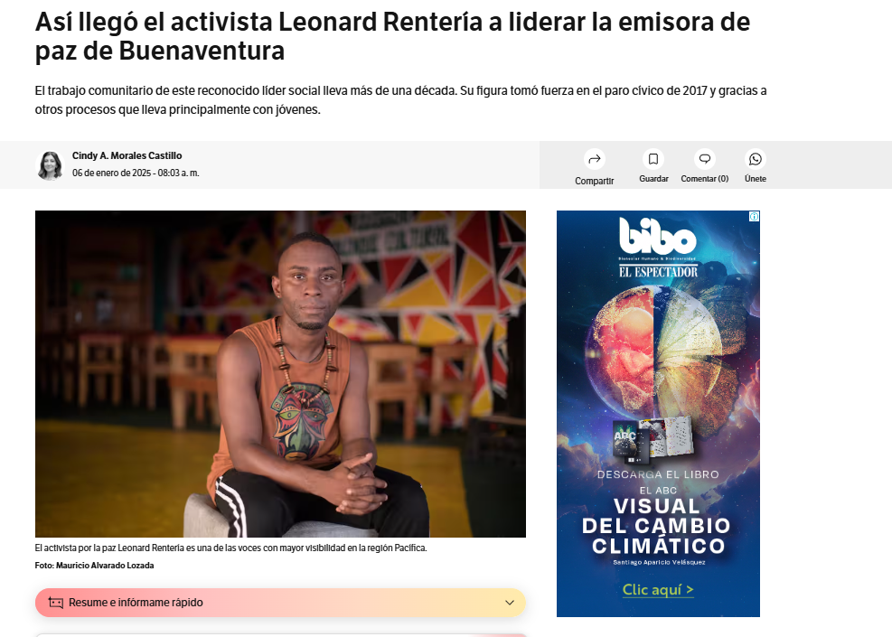 Así llegó el activista Leonard Rentería a liderar la emisora de paz de Buenaventura