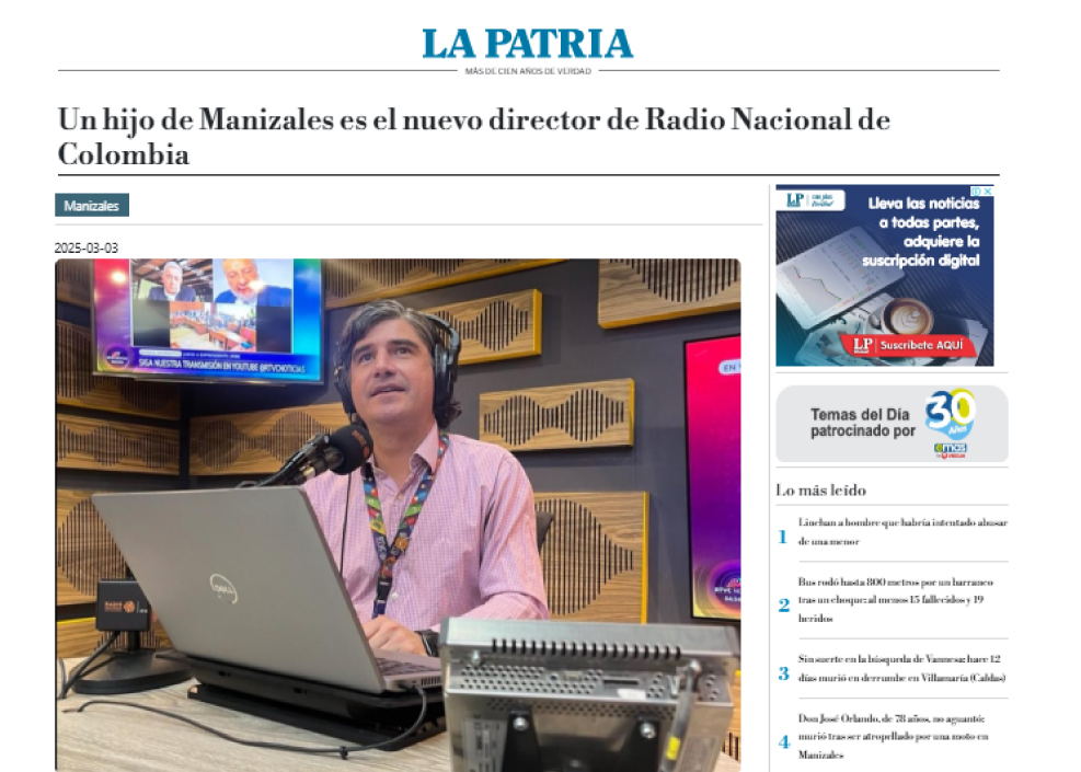 Un hijo de Manizales es el nuevo director de Radio Nacional de Colombia