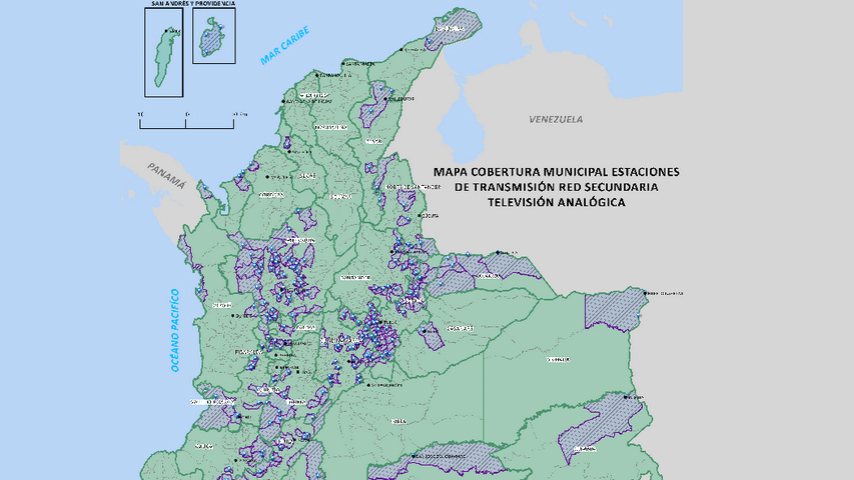 Mapa de cobertura de estaciones de Transmisión Red Secundaria – Televisión Analógica