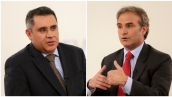 Pablo Felipe Robledo, superintendente de Industria y Comercio y Juan Carlos Villalba, presidente de Con-summa en Conversemos de Economía