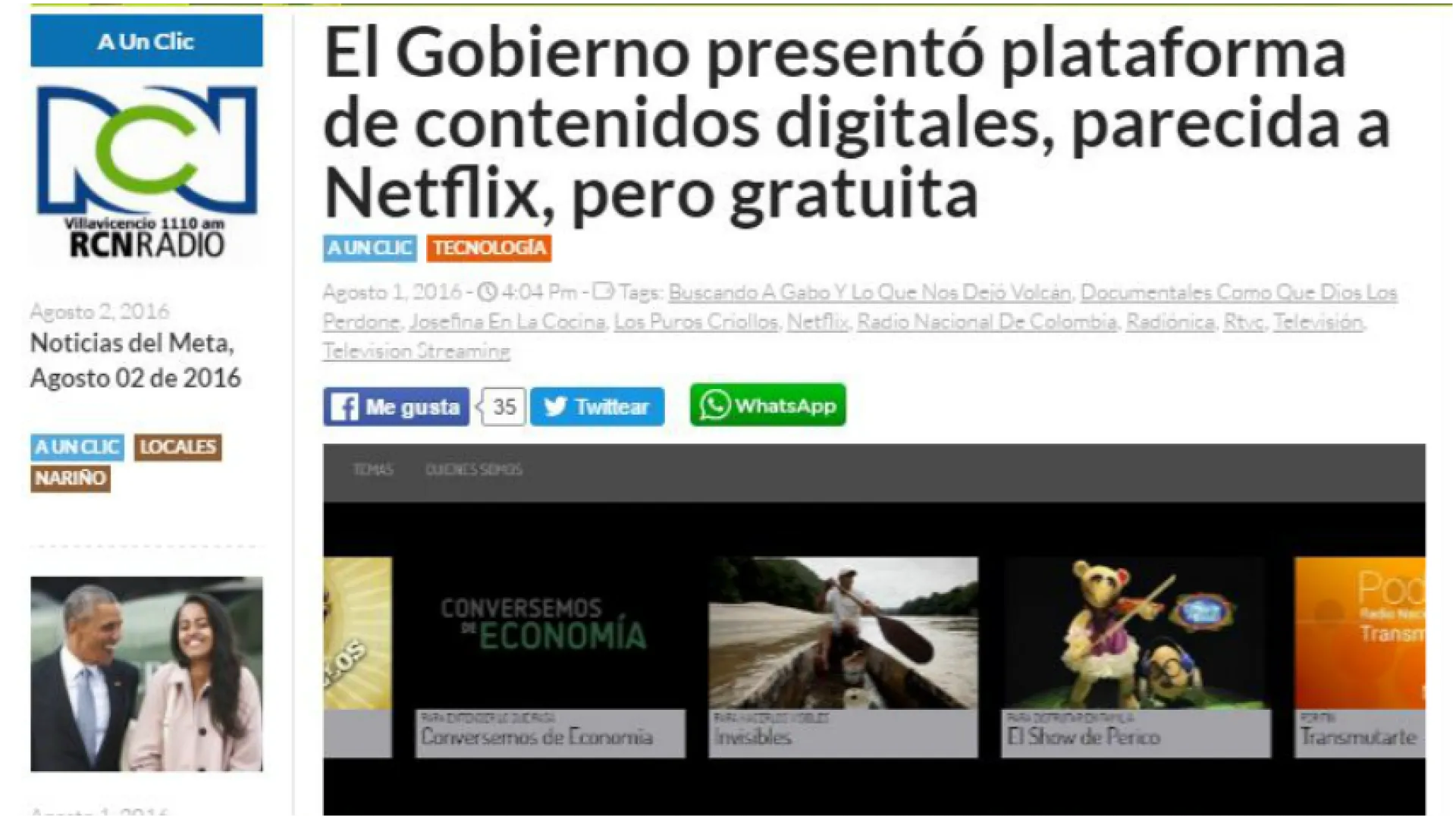 El Gobierno presentó plataforma de contenidos digitales, parecida a Netflix, pero gratuita