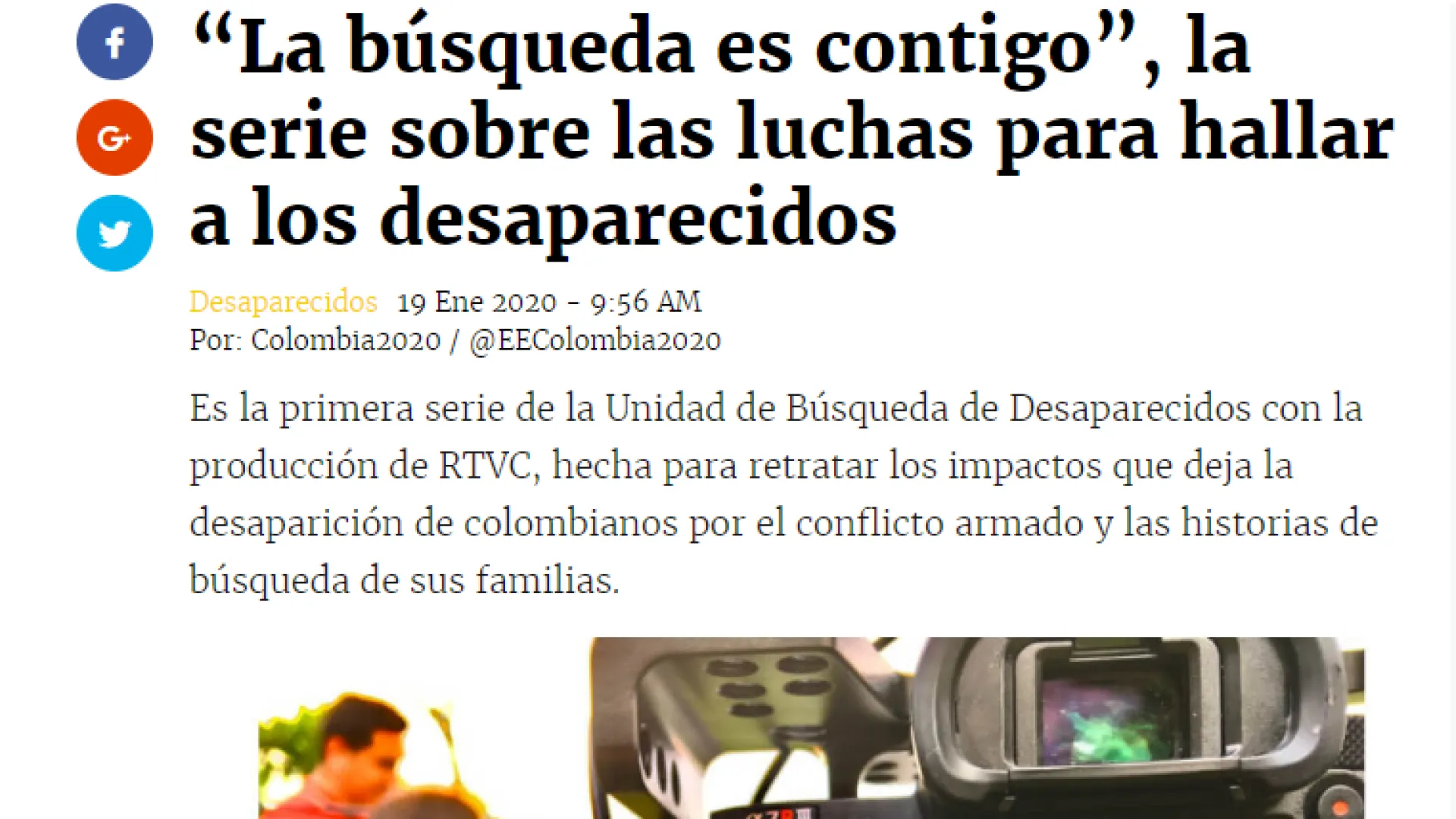 El Espectador sobre La búsqueda es contigo: "la serie sobre las luchas para hallar a los desaparecidos"