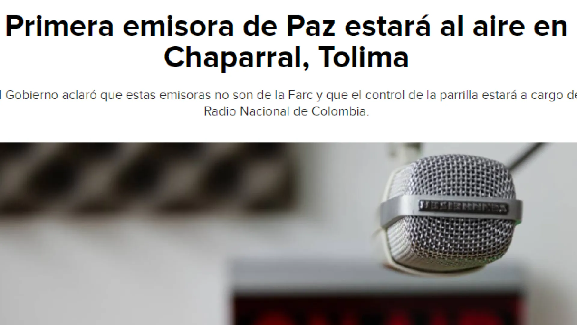 Primera emisora de Paz estará al aire en Chaparral, Tolima