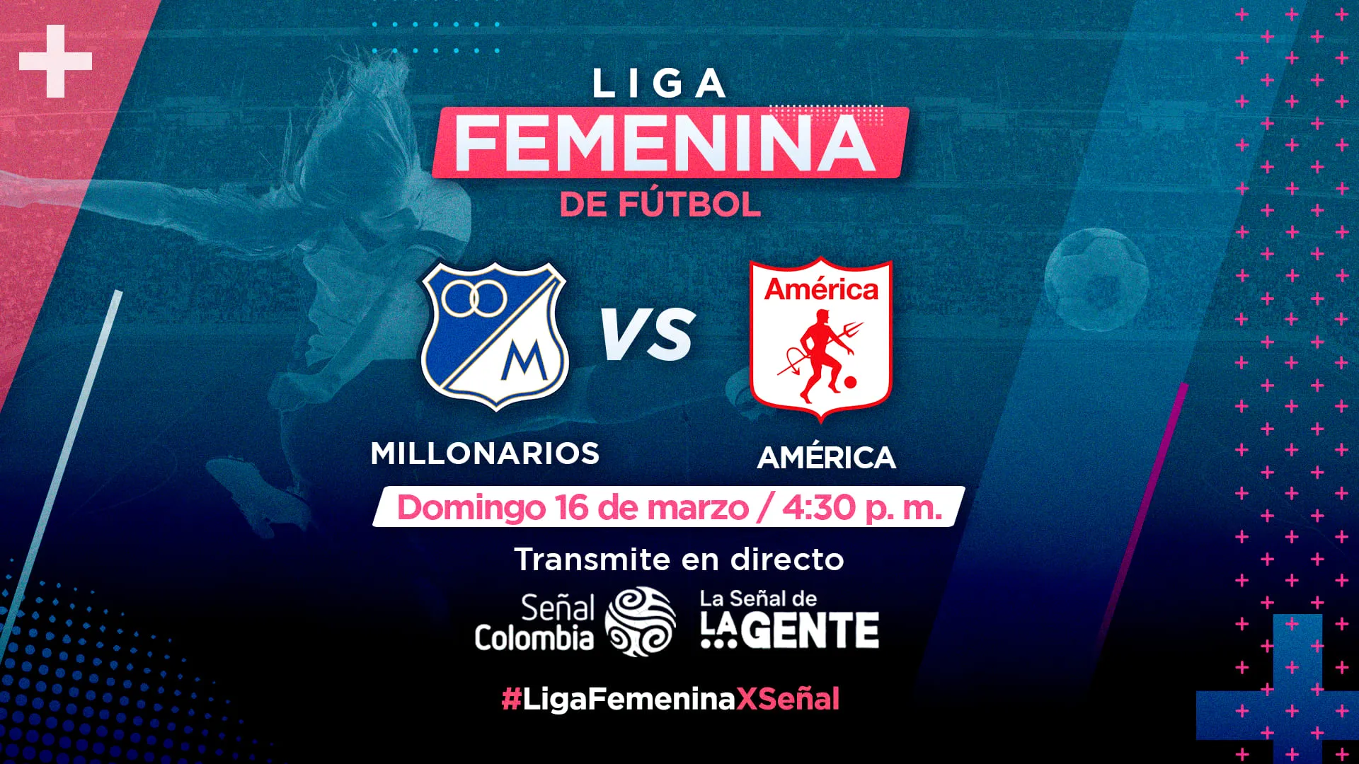 Fútbol femenino por Señal Colombia este domingo con el duelo Millonarios vs. América    