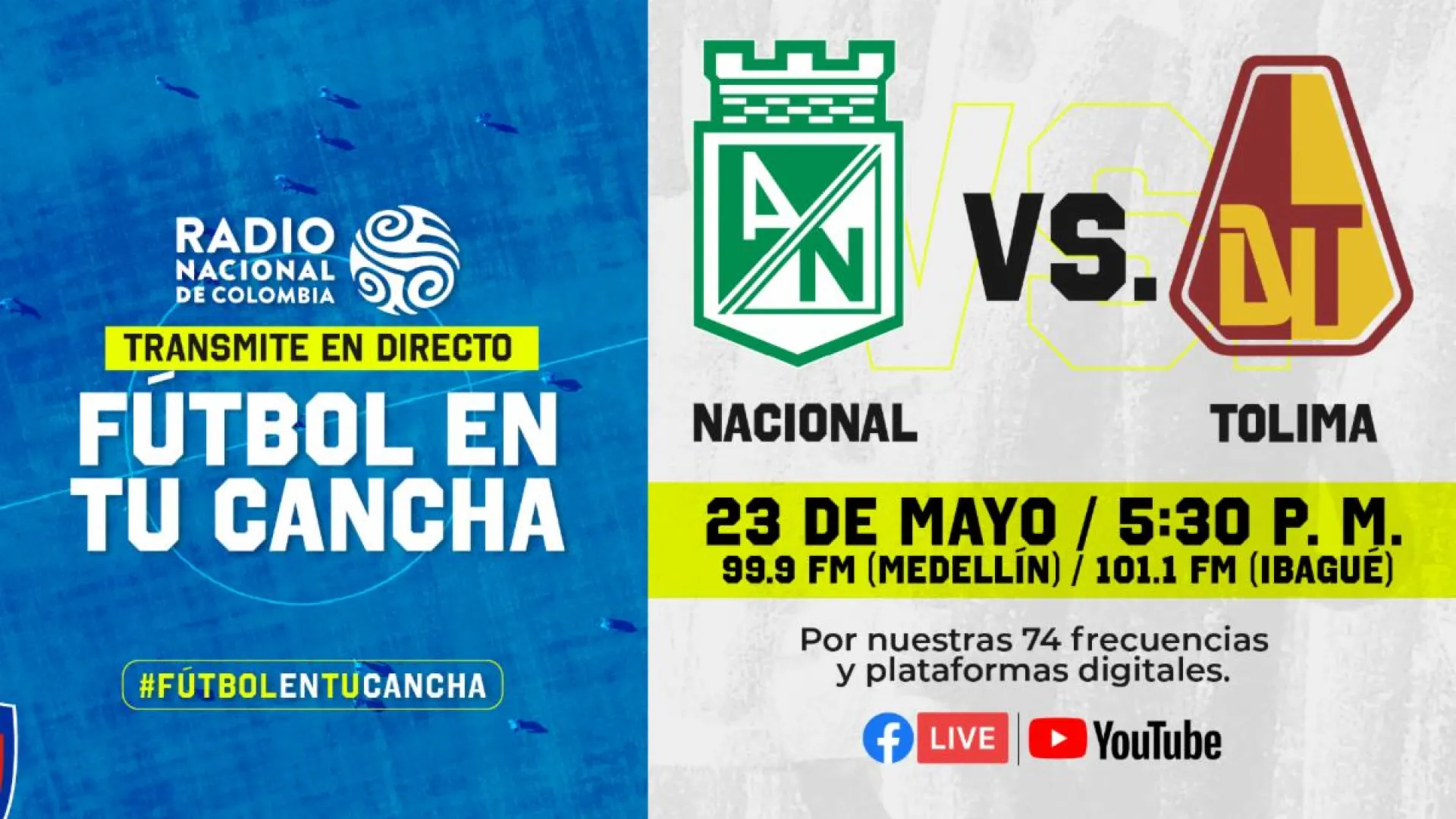 Nacional vs. Tolima: semifinal por Radio Nacional de Colombia