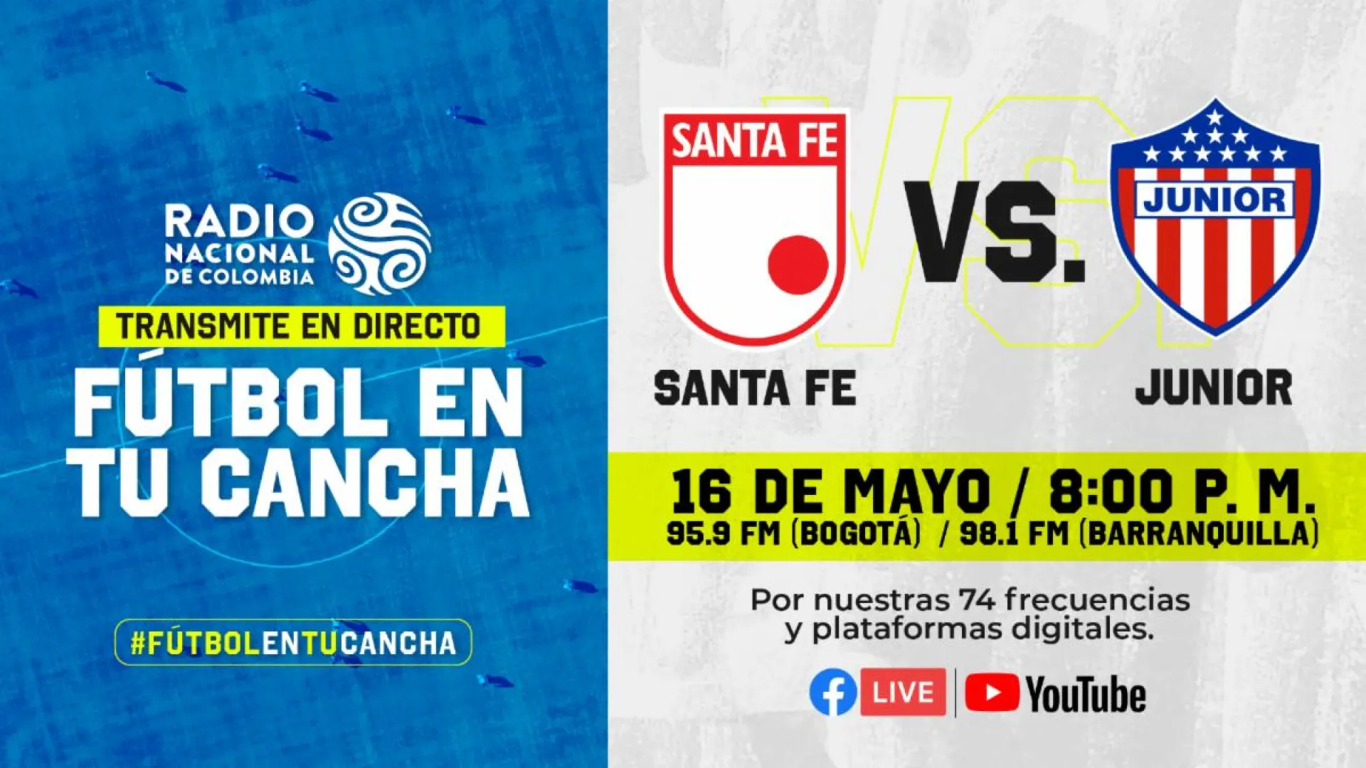 La emoción de la semifinal llega por Radio Nacional de Colombia: Santa Fe vs. Junior