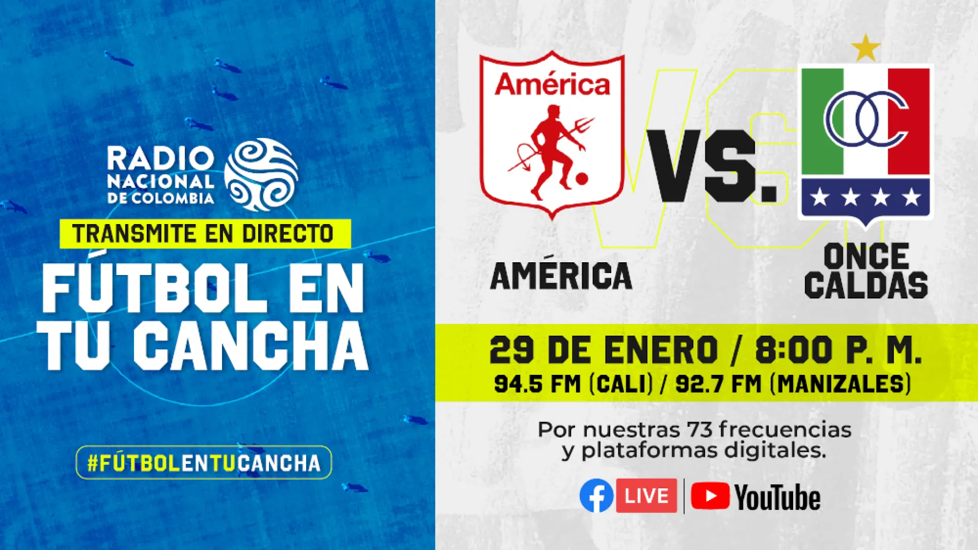 América vs Once Caldas, el partido de la tercera fecha por Radio Nacional de Colombia