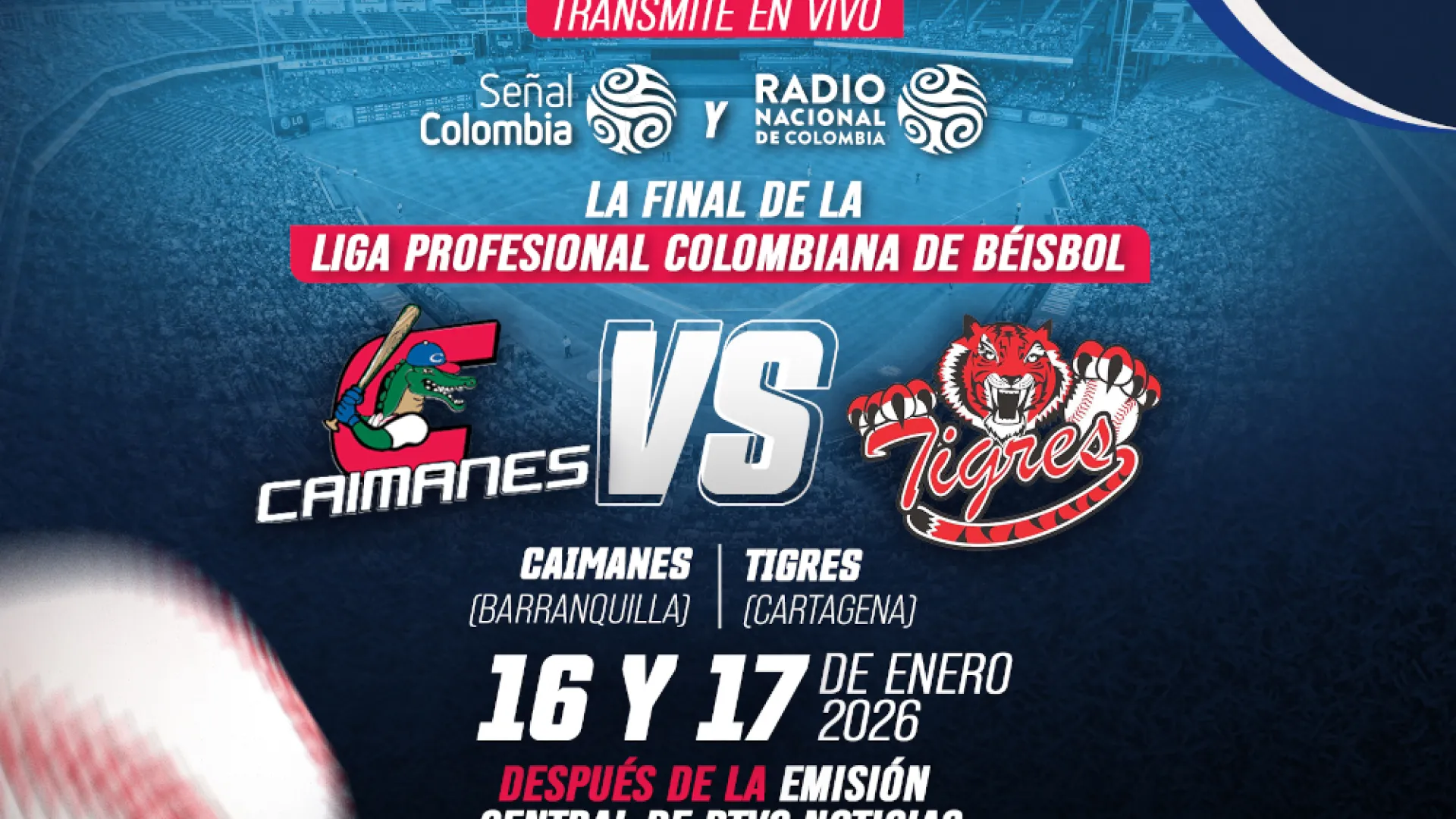Arde la pelota caliente por los medios públicos: RTVC continúa transmitiendo la final entre Caimanes y Tigres
