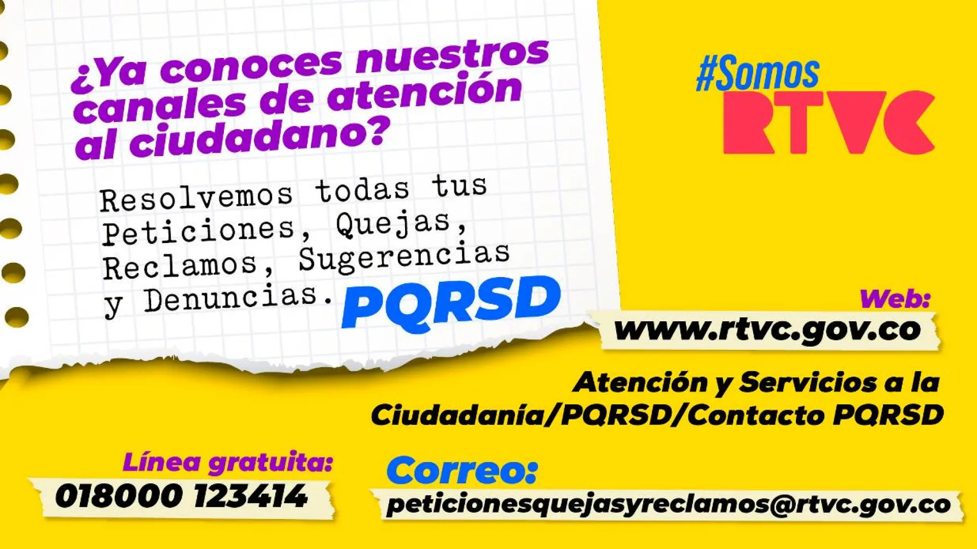 Conoce los canales de atención al ciudadano de RTVC