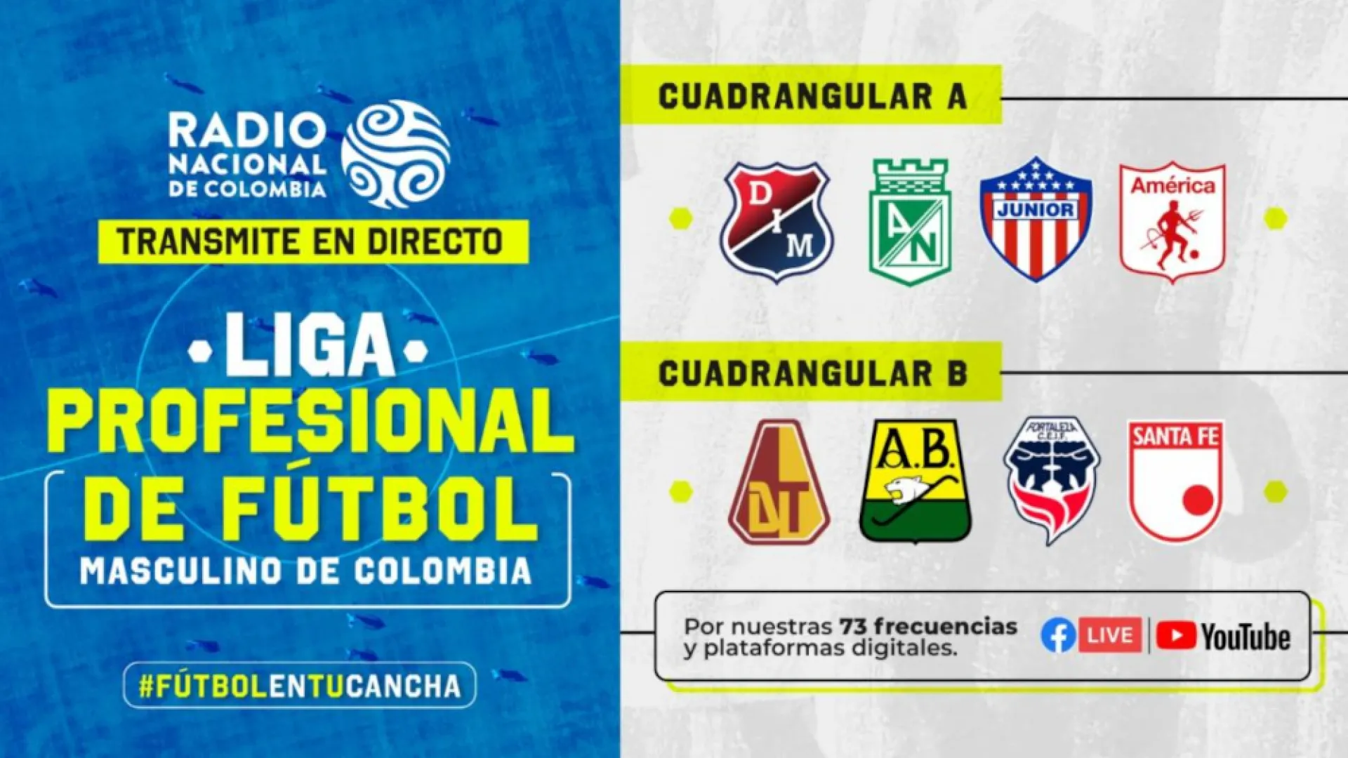 RTVC transmite los cuadrangulares del fútbol profesional colombiano