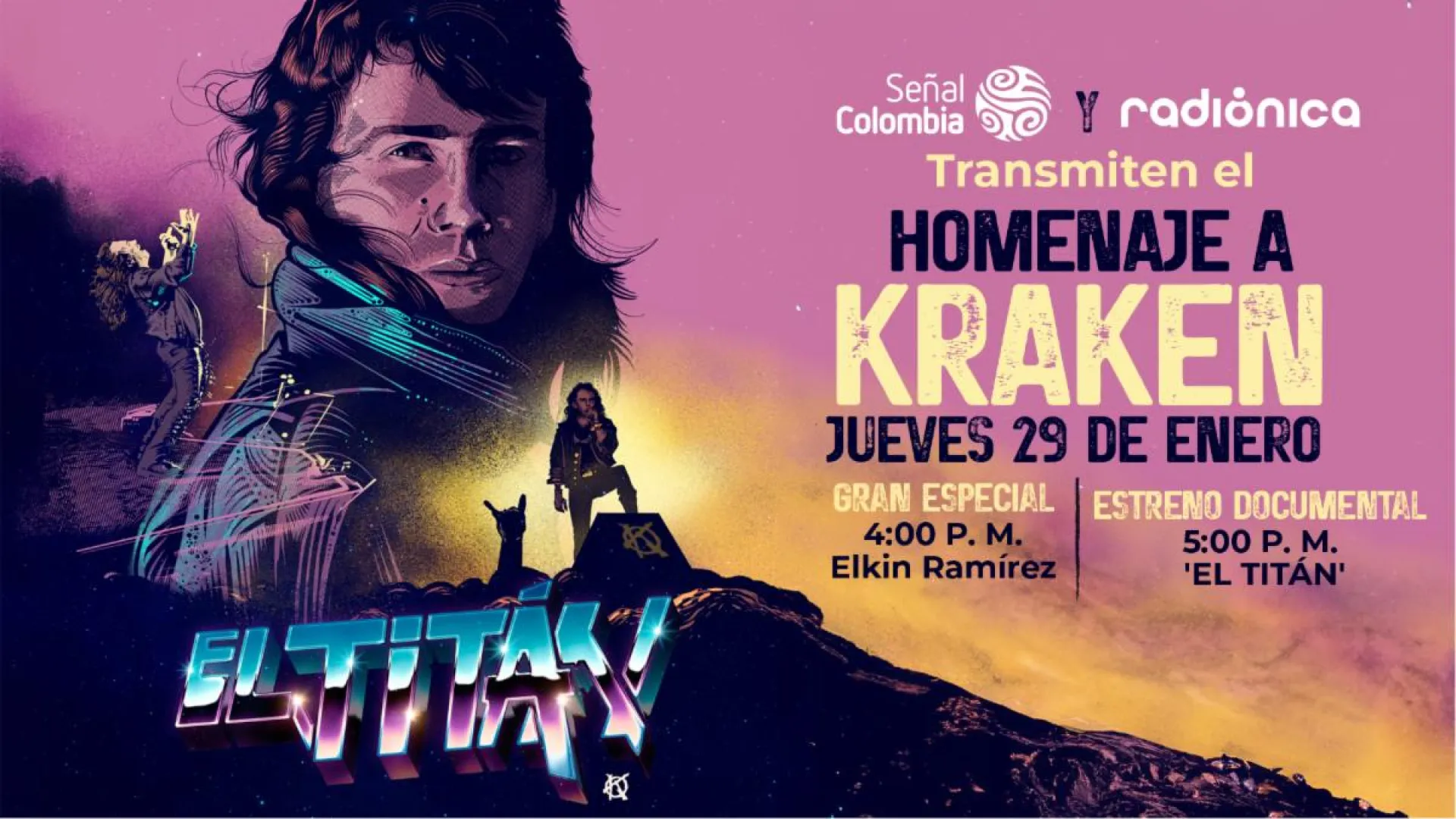 RTVC estrena ‘El Titán’, homenaje a Elkin Ramírez, líder de la mítica banda de rock Kraken