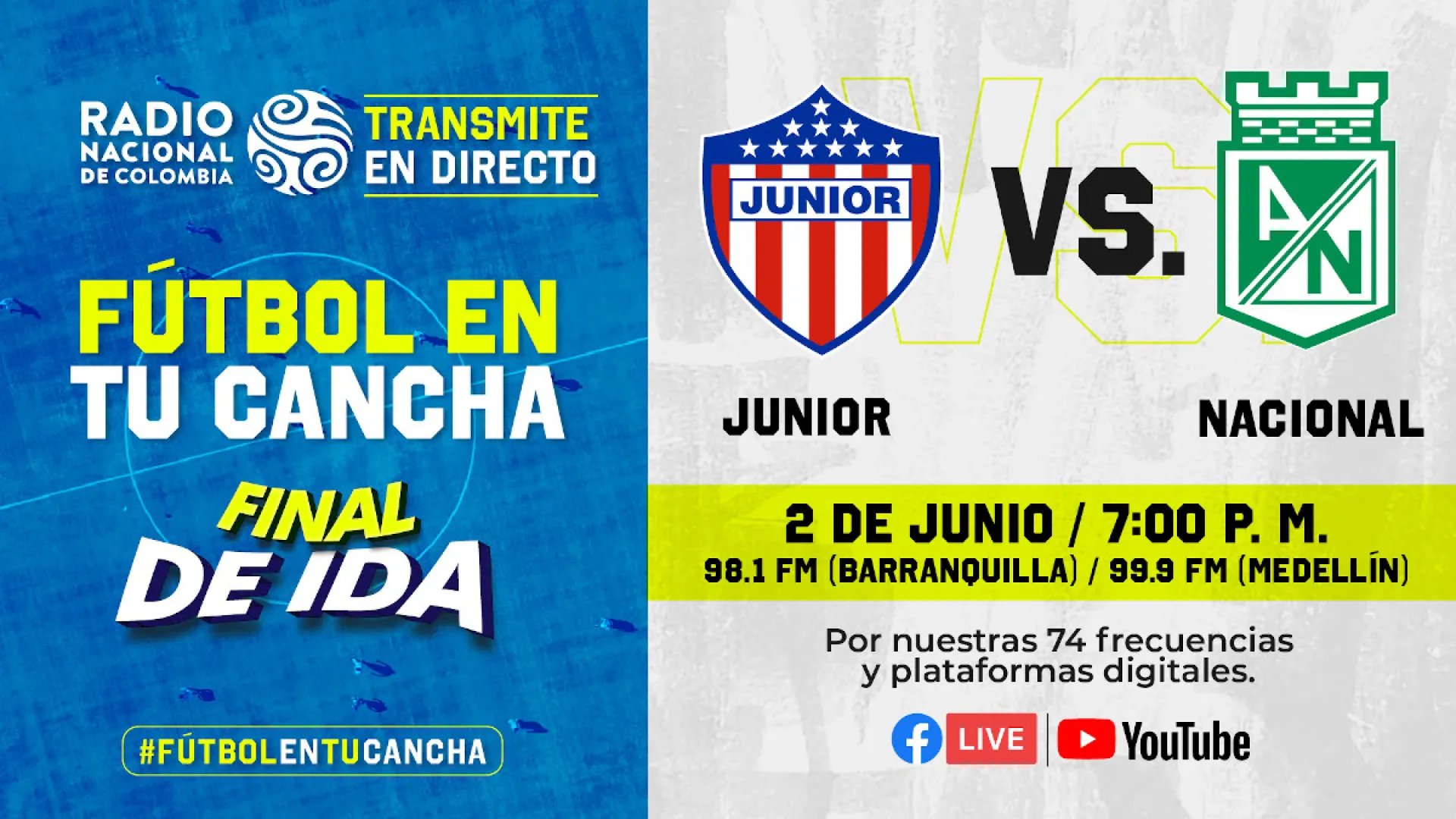 Gran final del Fútbol profesional colombiano por Inravisión: Junior vs Nacional