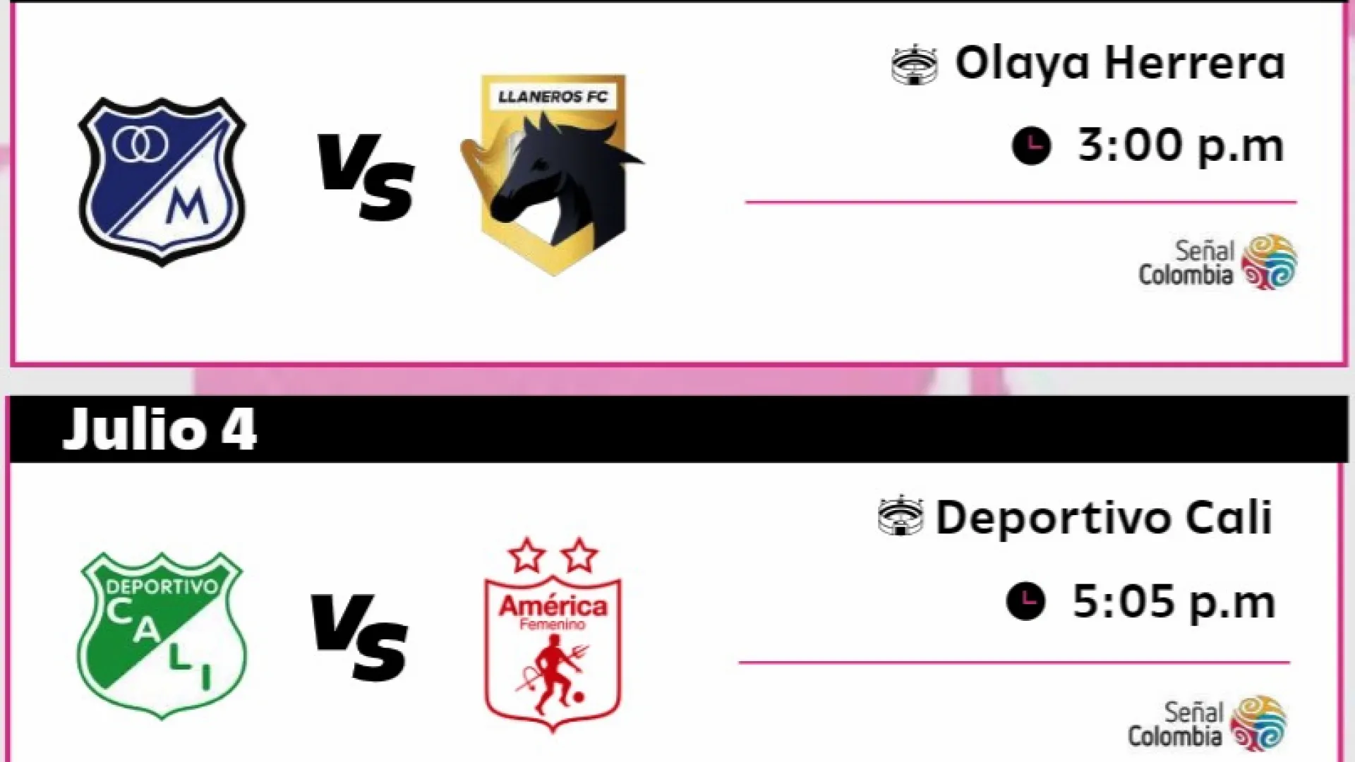 ¡Prográmese! Doblete de la Liga Femenina de Fútbol por Señal Colombia