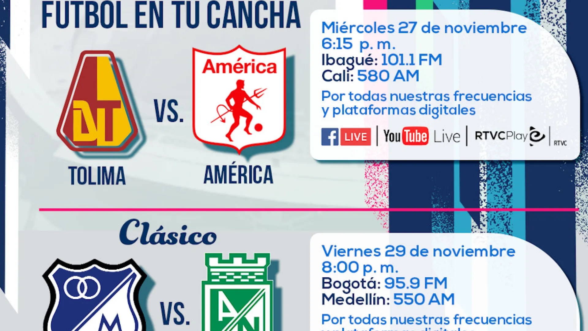 Radio Nacional de Colombia transmitirá los partidos decisivos del Fútbol Profesional Colombiano