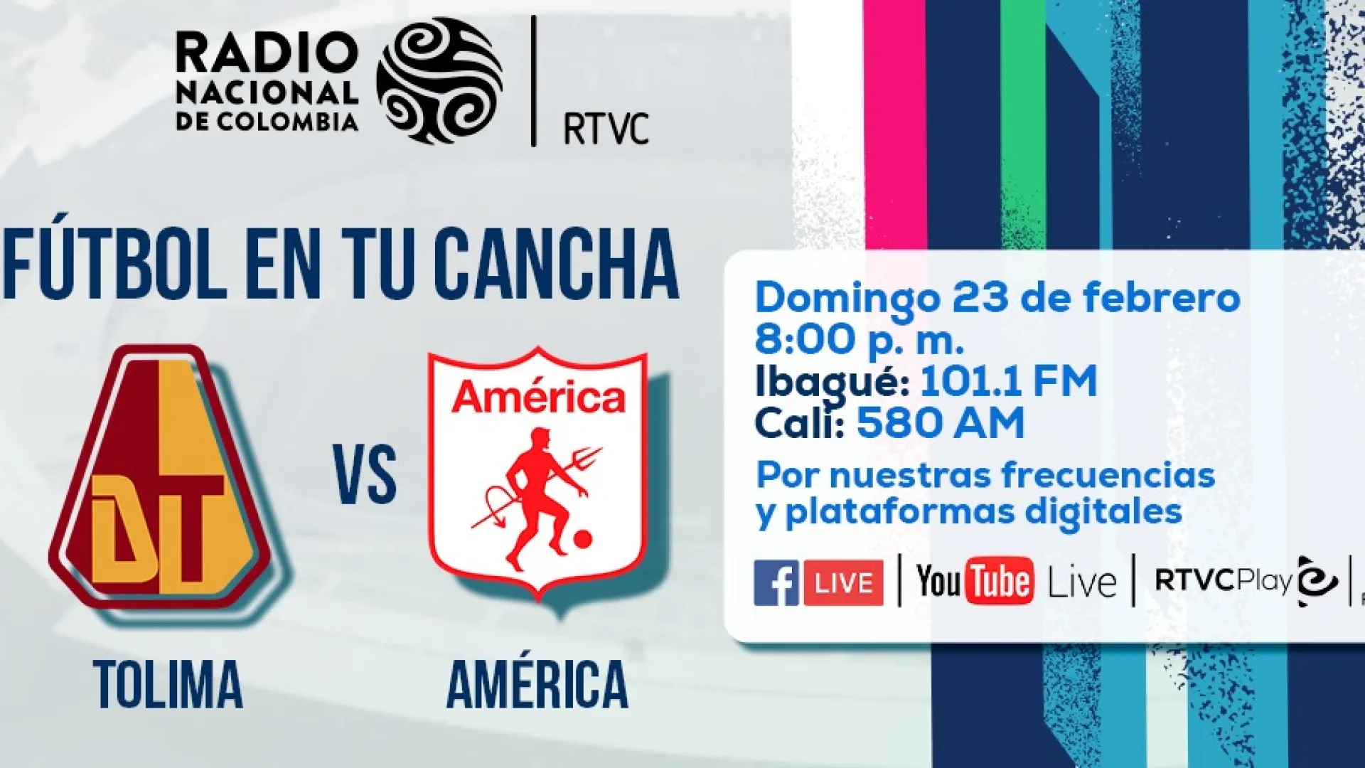 ¡Duelo de titanes en Ibagué! Tolima vs. América para todo el país por Radio Nacional de Colombia
