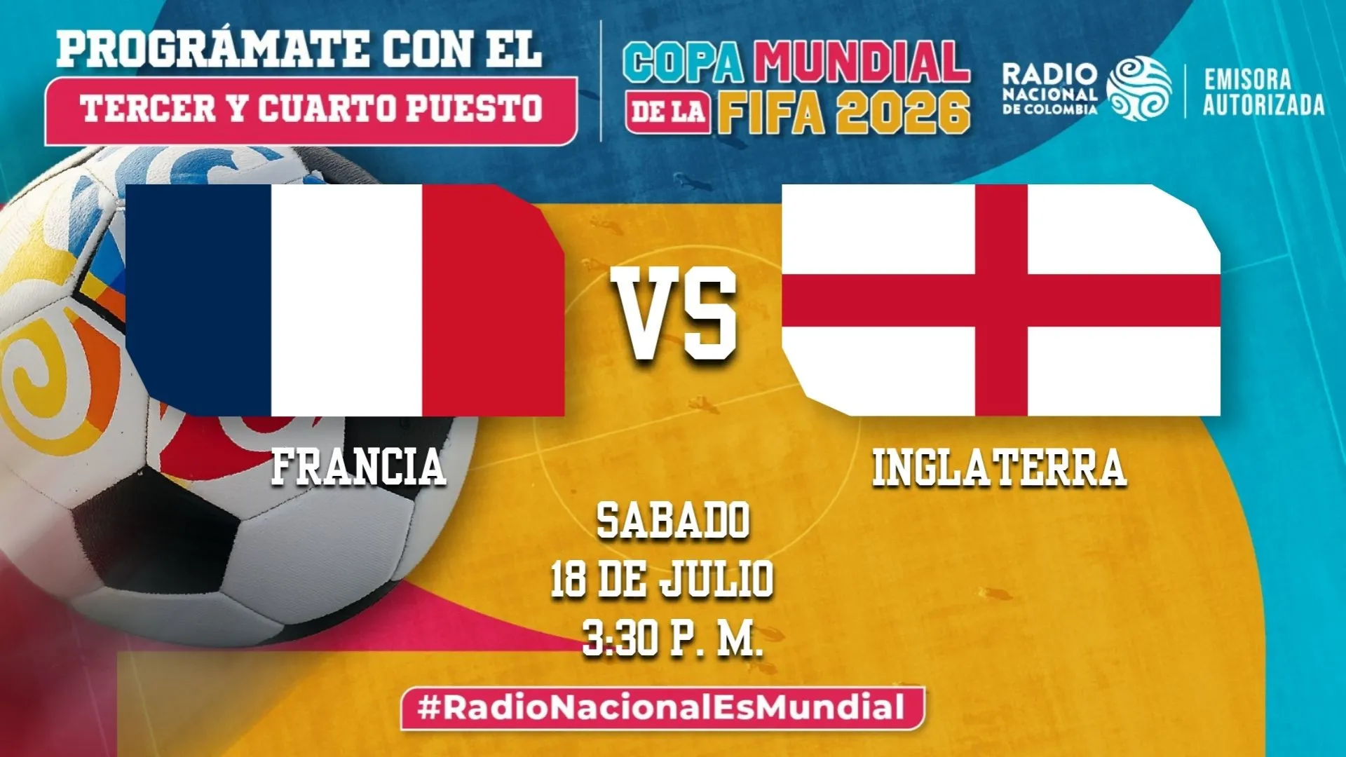 Francia e Inglaterra se juegan el Bronce del Mundial en Radio Nacional de Colombia