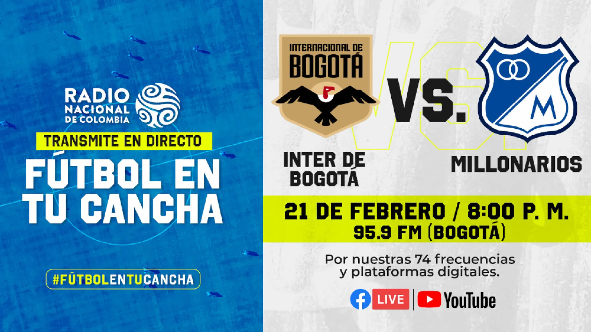 Un partido inédito se vivirá por las 74 frecuencias de Radio Nacional de Colombia