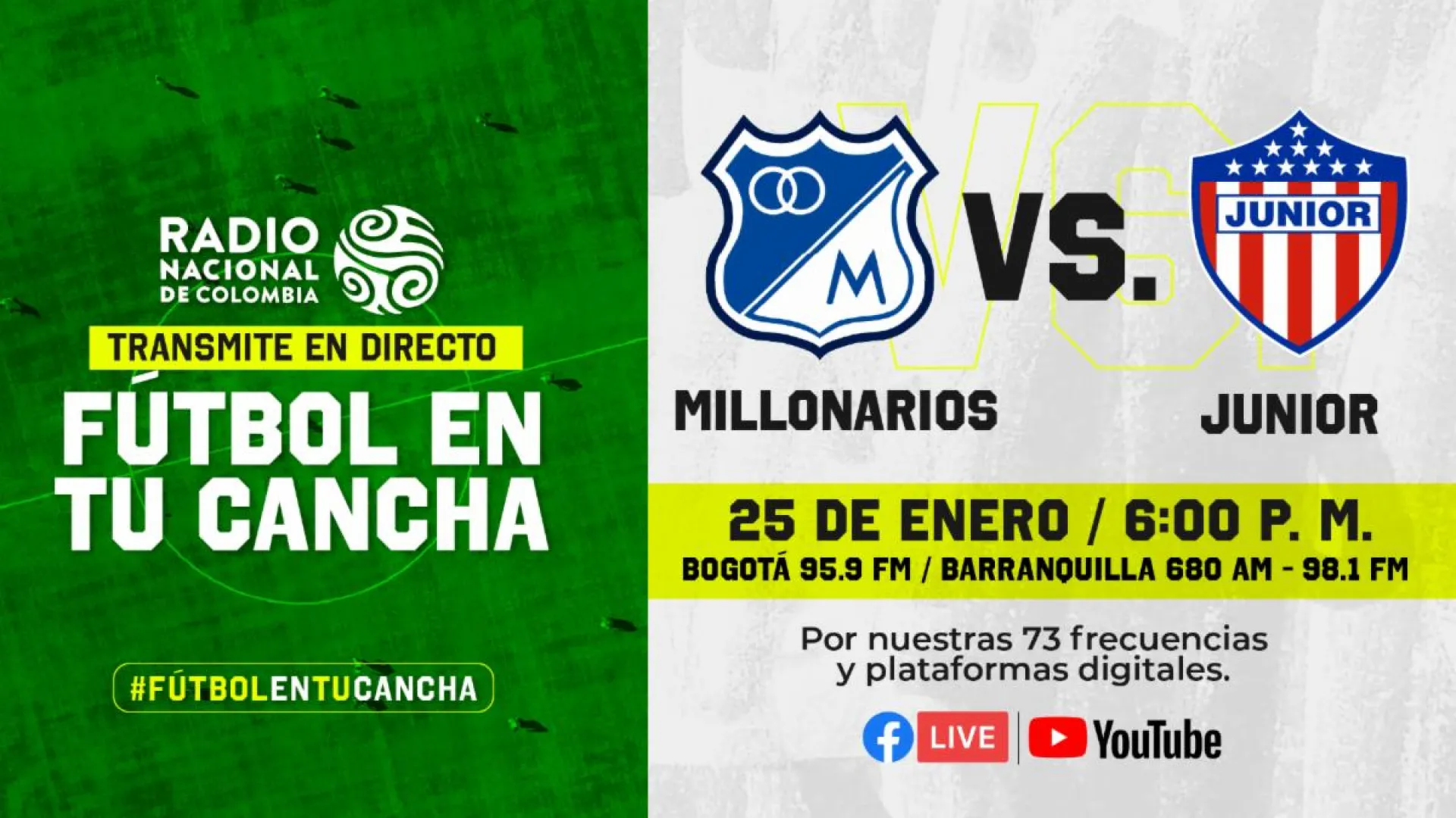 ¡Partidazo! Millonarios recibe a Junior y se podrá vivir por Radio Nacional de Colombia