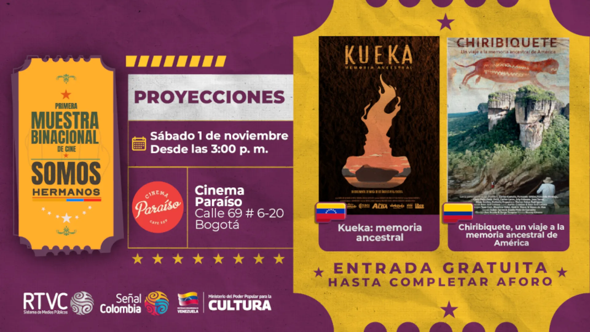 10 películas gratuitas de Colombia y Venezuela en la Primera Muestra Binacional de Cine ¡Somos Hermanos!