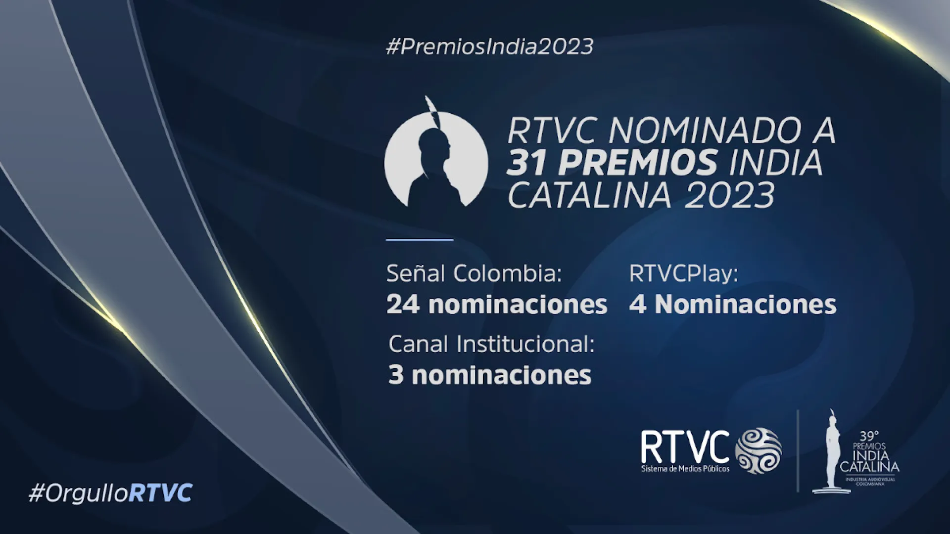 RTVC recibió 31 nominaciones a los Premios India Catalina 2023