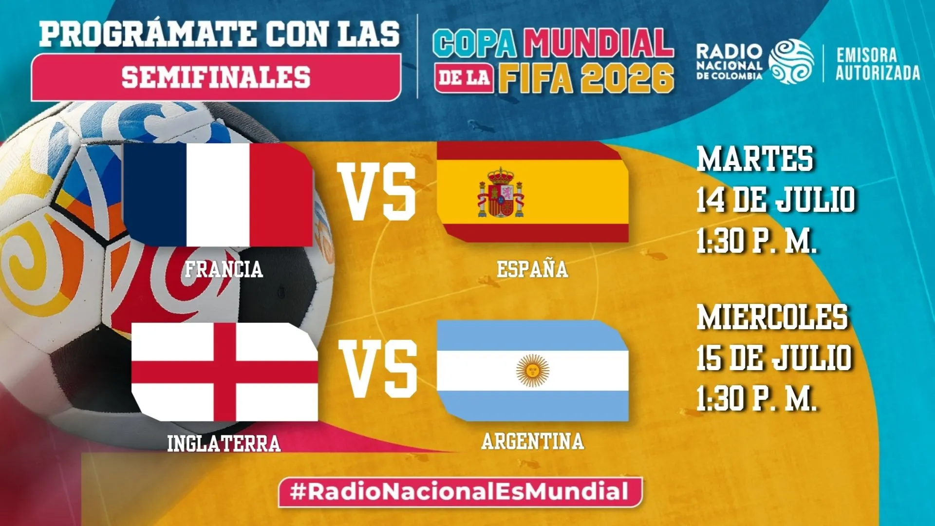 Definidas las semifinales del Mundial 2026: Francia vs. España e Inglaterra vs. Argentina, escúchelas por Radio Nacional de Colombia