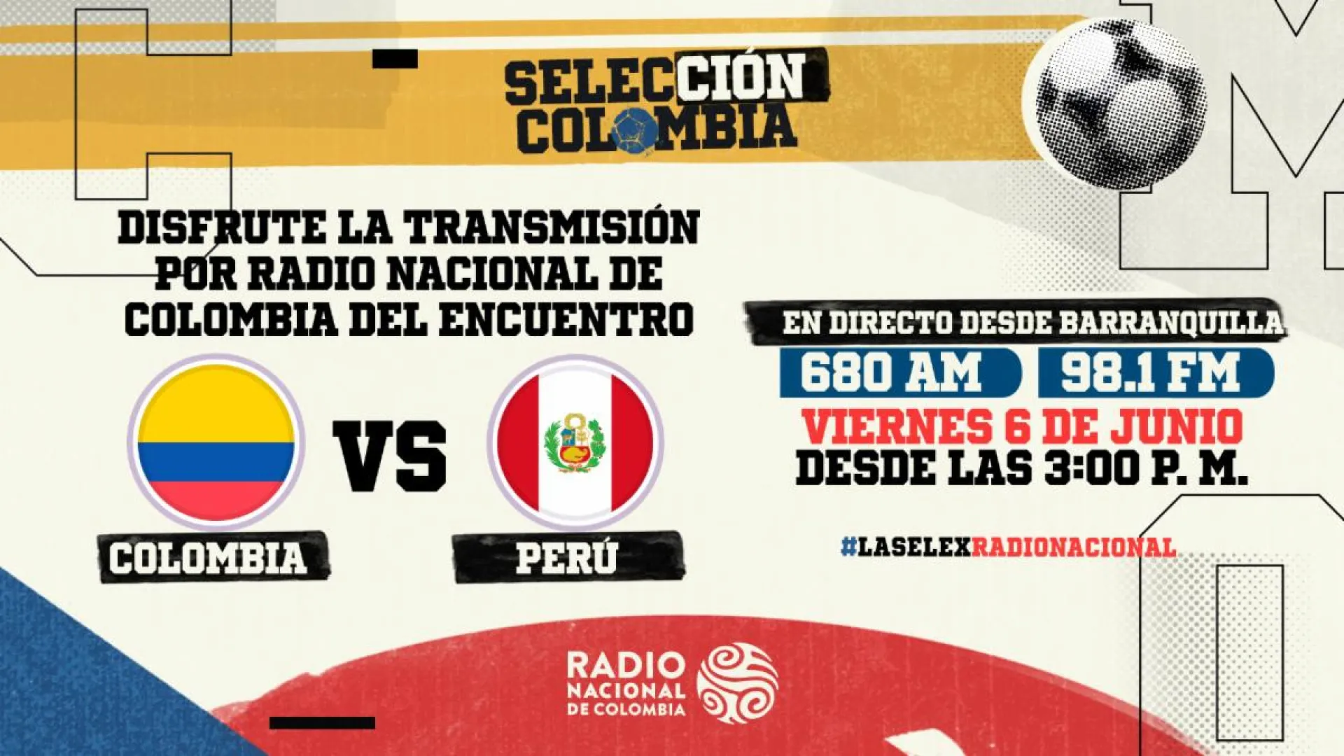 Viva la transmisión del partido Colombia vs Perú en las Eliminatorias al Mundial 2026