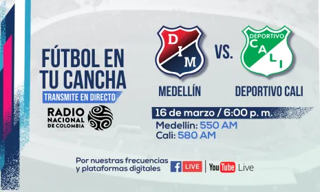Gran duelo en el Atanasio: Independiente Medellín vs. Deportivo Cali, en vivo, por Radio Nacional de Colombia.