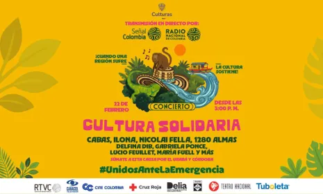 Cabas, Ilona, Nicolái Fella, 1280 Almas, Delifna Dib, Gabriela Ponce, Luicio Feuillet, en directo por Señal Colombia en el Concierto Cultura Solidaria