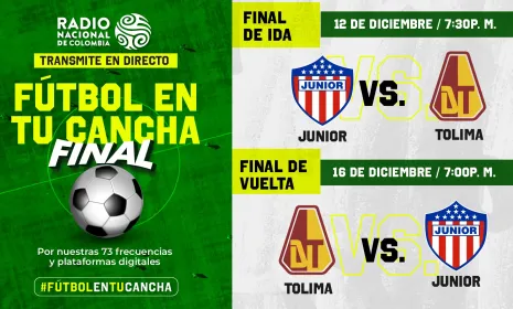 Radio Nacional de Colombia transmitirá la gran final del fútbol profesional colombiano Tolima vs. Junior