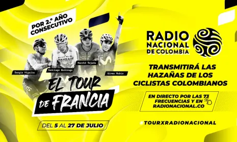 Santiago Buitrago, Einer Rubio, Harold Tejada y Sergio Higuita en el Tour de Francia por Radio Nacional de Colombia