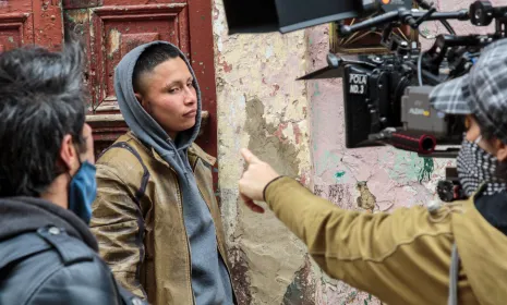 Fabián, Sofía y Felipe durante el rodaje