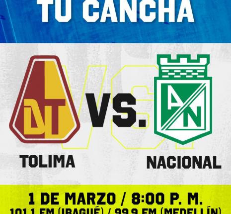 Tolima vs. Nacional, el partido de la fecha que se escuchará por Radio Nacional de Colombia