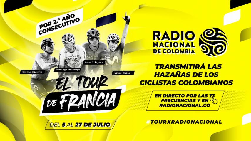 Santiago Buitrago, Einer Rubio, Harold Tejada y Sergio Higuita en el Tour de Francia por Radio Nacional de Colombia