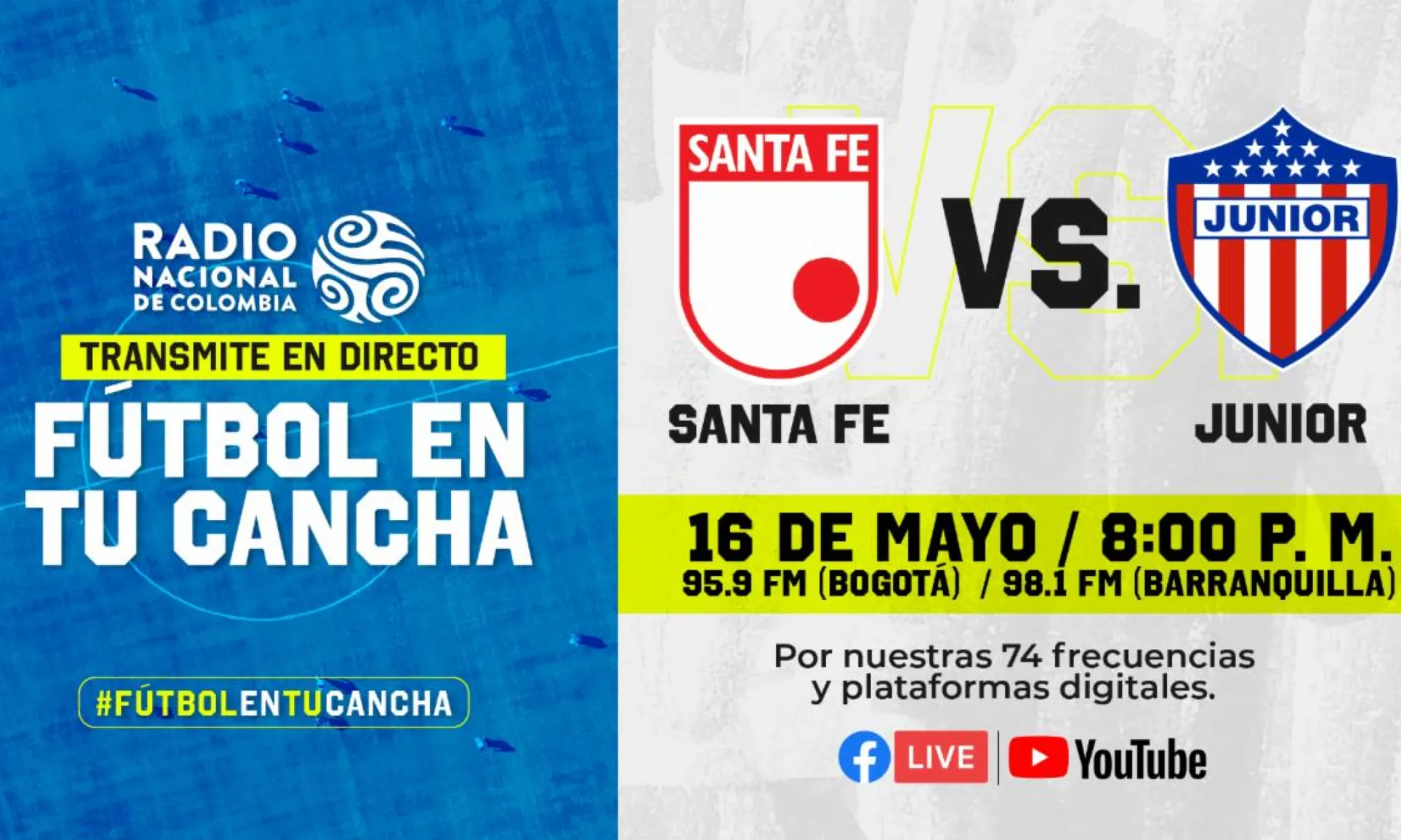 La emoción de la semifinal llega por Radio Nacional de Colombia: Santa Fe vs. Junior