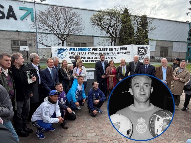 Hinchas de Millonarios en homenaje a Alfredo Di Stéfano