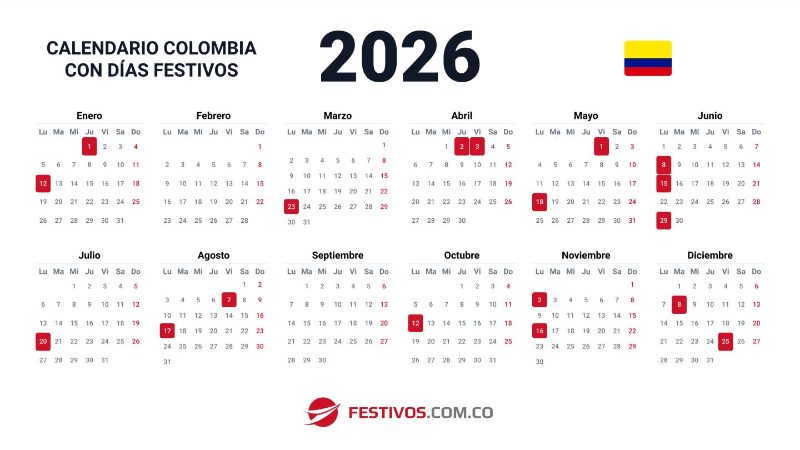 Festivos en Colombia 2026
