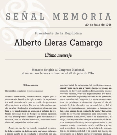 Último mensaje. Mensaje dirigido al Congreso Nacional, al iniciar sus labores ordinarias