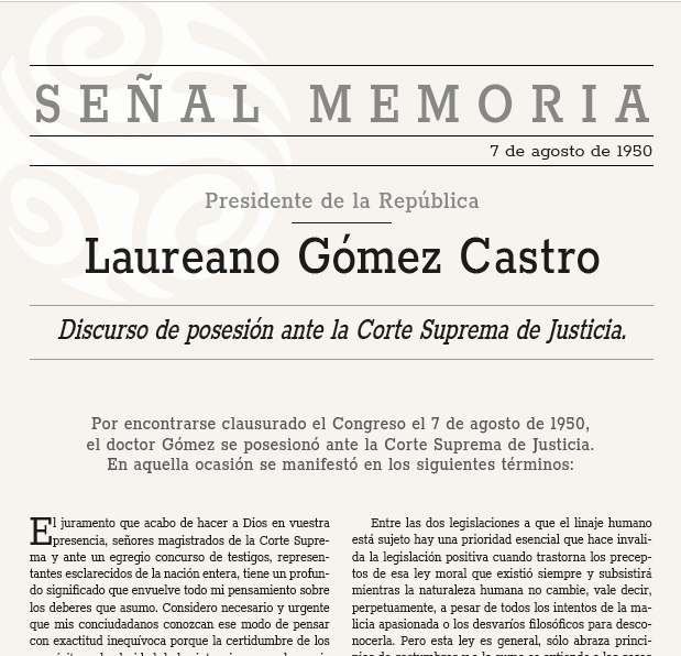 Discurso de posesión ante la Corte Suprema de Justicia