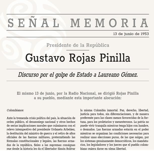 Discurso por el golpe de Estado a Laureano Gómez