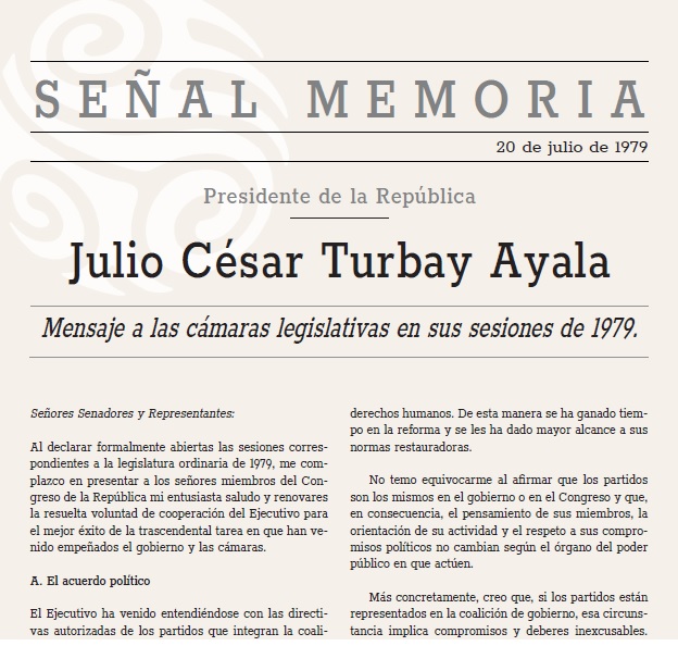Mensaje a las cámaras legislativas en sus sesiones de 1979