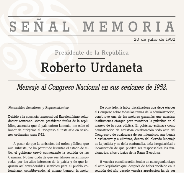 Mensaje al Congreso Nacional en sus sesiones de 1952.
