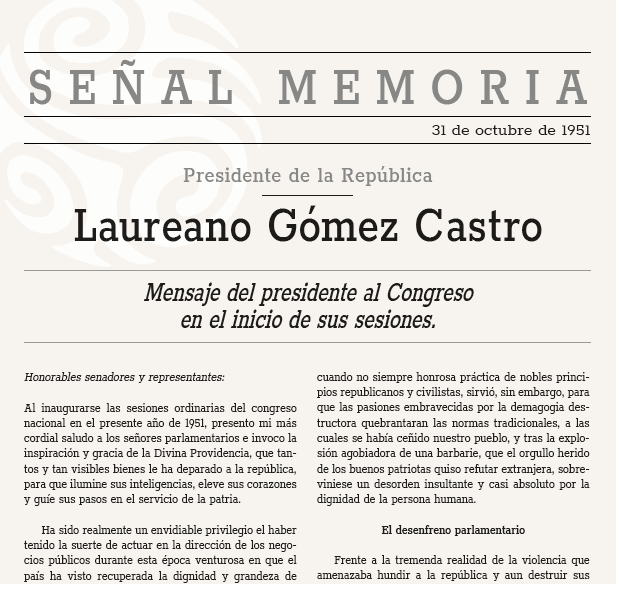 Mensaje del presidente al Congreso en el inicio de sus sesiones.
