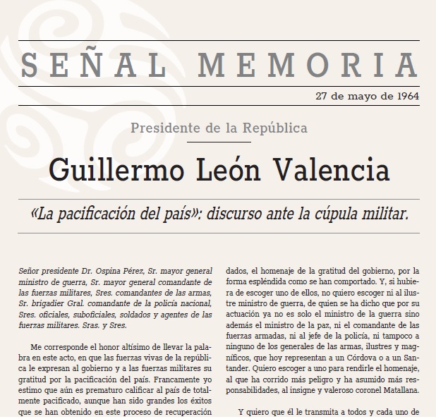 La pacificación del país: discurso ante la cúpula militar